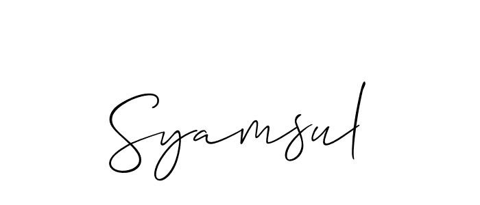 Similarly Allison_Script is the best handwritten signature design. Signature creator online .You can use it as an online autograph creator for name Syamsul. Syamsul signature style 2 images and pictures png