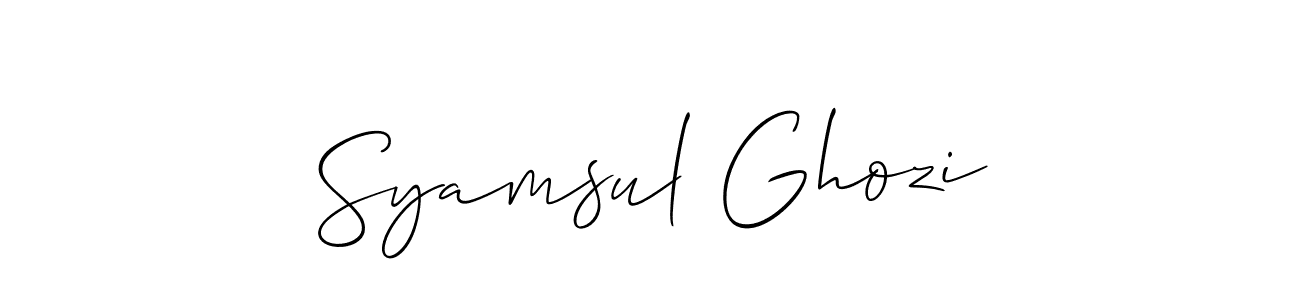Make a beautiful signature design for name Syamsul Ghozi. With this signature (Allison_Script) style, you can create a handwritten signature for free. Syamsul Ghozi signature style 2 images and pictures png