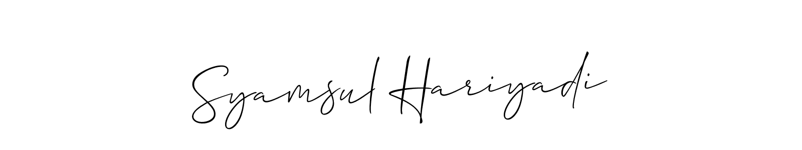 Make a short Syamsul Hariyadi signature style. Manage your documents anywhere anytime using Allison_Script. Create and add eSignatures, submit forms, share and send files easily. Syamsul Hariyadi signature style 2 images and pictures png