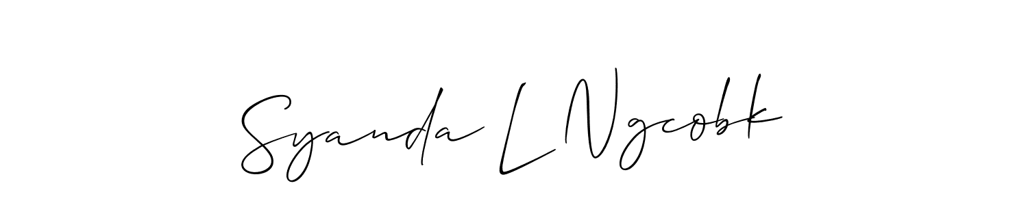 How to make Syanda L Ngcobk name signature. Use Allison_Script style for creating short signs online. This is the latest handwritten sign. Syanda L Ngcobk signature style 2 images and pictures png