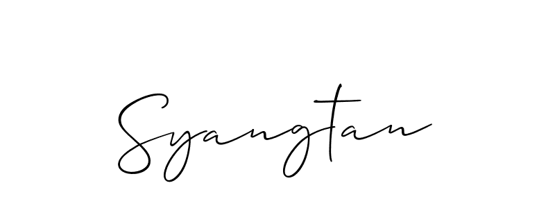 Use a signature maker to create a handwritten signature online. With this signature software, you can design (Allison_Script) your own signature for name Syangtan. Syangtan signature style 2 images and pictures png