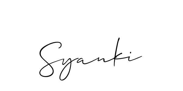 Create a beautiful signature design for name Syanki. With this signature (Allison_Script) fonts, you can make a handwritten signature for free. Syanki signature style 2 images and pictures png