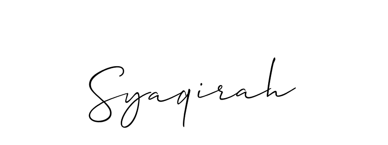 Make a beautiful signature design for name Syaqirah. With this signature (Allison_Script) style, you can create a handwritten signature for free. Syaqirah signature style 2 images and pictures png