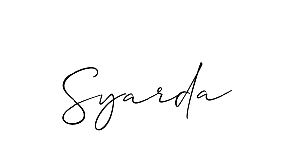 Allison_Script is a professional signature style that is perfect for those who want to add a touch of class to their signature. It is also a great choice for those who want to make their signature more unique. Get Syarda name to fancy signature for free. Syarda signature style 2 images and pictures png