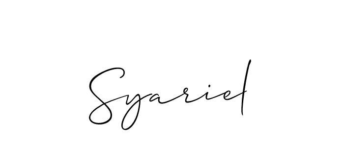 Design your own signature with our free online signature maker. With this signature software, you can create a handwritten (Allison_Script) signature for name Syariel. Syariel signature style 2 images and pictures png