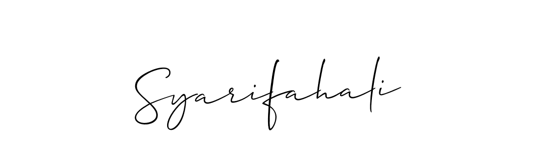 Use a signature maker to create a handwritten signature online. With this signature software, you can design (Allison_Script) your own signature for name Syarifahali. Syarifahali signature style 2 images and pictures png