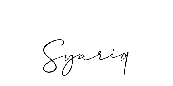 The best way (Allison_Script) to make a short signature is to pick only two or three words in your name. The name Syariq include a total of six letters. For converting this name. Syariq signature style 2 images and pictures png