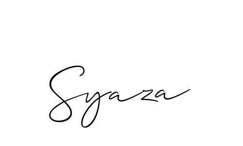 Create a beautiful signature design for name Syaza. With this signature (Allison_Script) fonts, you can make a handwritten signature for free. Syaza signature style 2 images and pictures png