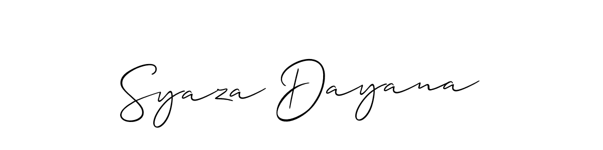 Also we have Syaza Dayana name is the best signature style. Create professional handwritten signature collection using Allison_Script autograph style. Syaza Dayana signature style 2 images and pictures png