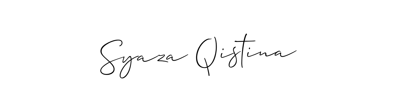 It looks lik you need a new signature style for name Syaza Qistina. Design unique handwritten (Allison_Script) signature with our free signature maker in just a few clicks. Syaza Qistina signature style 2 images and pictures png