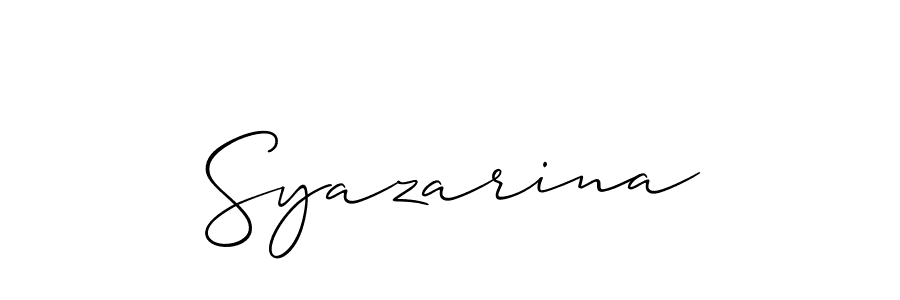 Use a signature maker to create a handwritten signature online. With this signature software, you can design (Allison_Script) your own signature for name Syazarina. Syazarina signature style 2 images and pictures png