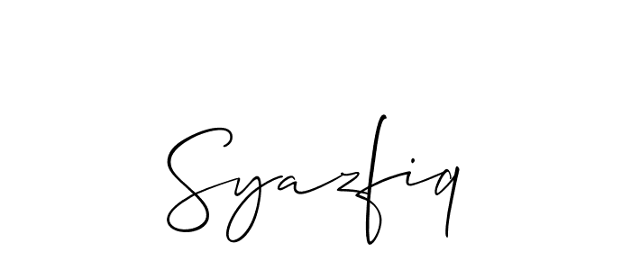 Make a beautiful signature design for name Syazfiq. With this signature (Allison_Script) style, you can create a handwritten signature for free. Syazfiq signature style 2 images and pictures png