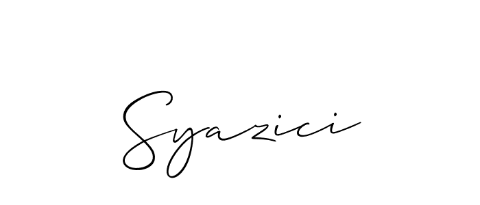 The best way (Allison_Script) to make a short signature is to pick only two or three words in your name. The name Syazici include a total of six letters. For converting this name. Syazici signature style 2 images and pictures png