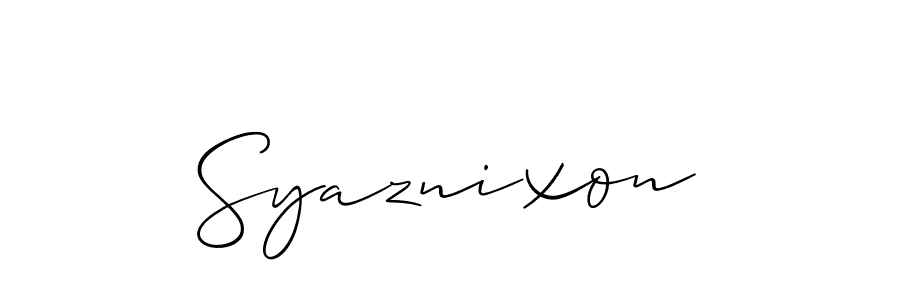 Use a signature maker to create a handwritten signature online. With this signature software, you can design (Allison_Script) your own signature for name Syaznixon. Syaznixon signature style 2 images and pictures png