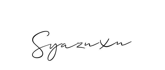 Also You can easily find your signature by using the search form. We will create Syaznxn name handwritten signature images for you free of cost using Allison_Script sign style. Syaznxn signature style 2 images and pictures png