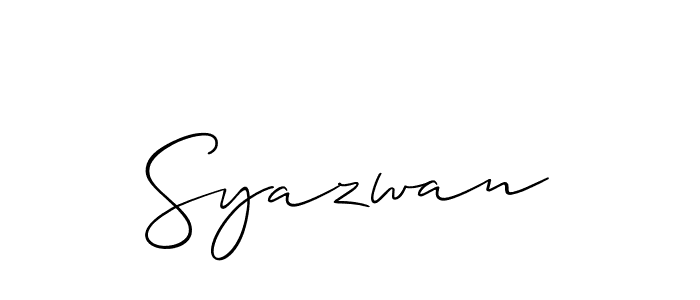 Make a beautiful signature design for name Syazwan. With this signature (Allison_Script) style, you can create a handwritten signature for free. Syazwan signature style 2 images and pictures png