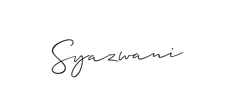 How to Draw Syazwani signature style? Allison_Script is a latest design signature styles for name Syazwani. Syazwani signature style 2 images and pictures png