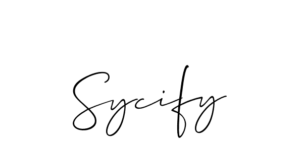 Make a short Sycify signature style. Manage your documents anywhere anytime using Allison_Script. Create and add eSignatures, submit forms, share and send files easily. Sycify signature style 2 images and pictures png