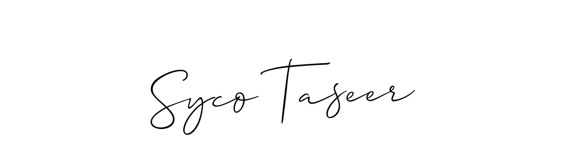 if you are searching for the best signature style for your name Syco Taseer. so please give up your signature search. here we have designed multiple signature styles  using Allison_Script. Syco Taseer signature style 2 images and pictures png
