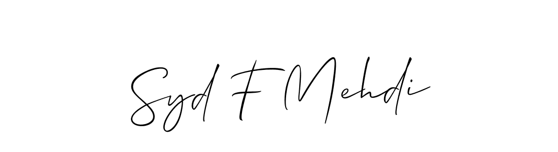 This is the best signature style for the Syd F Mehdi name. Also you like these signature font (Allison_Script). Mix name signature. Syd F Mehdi signature style 2 images and pictures png