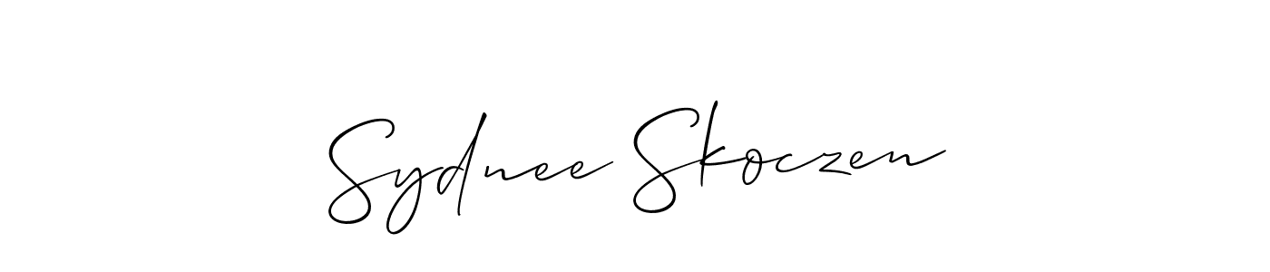 Also You can easily find your signature by using the search form. We will create Sydnee Skoczen name handwritten signature images for you free of cost using Allison_Script sign style. Sydnee Skoczen signature style 2 images and pictures png