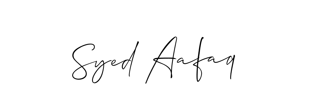 if you are searching for the best signature style for your name Syed Aafaq. so please give up your signature search. here we have designed multiple signature styles  using Allison_Script. Syed Aafaq signature style 2 images and pictures png