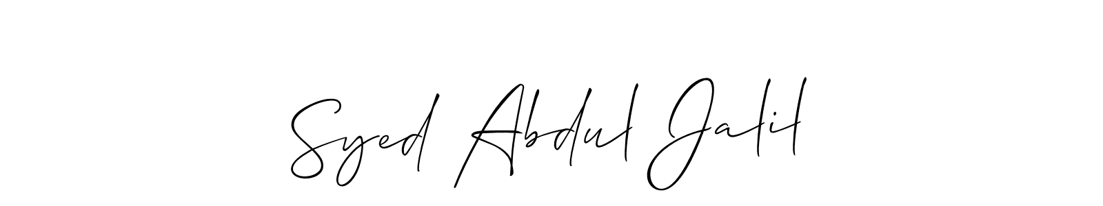 Use a signature maker to create a handwritten signature online. With this signature software, you can design (Allison_Script) your own signature for name Syed Abdul Jalil. Syed Abdul Jalil signature style 2 images and pictures png