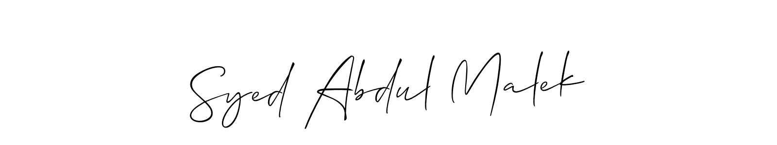 The best way (Allison_Script) to make a short signature is to pick only two or three words in your name. The name Syed Abdul Malek include a total of six letters. For converting this name. Syed Abdul Malek signature style 2 images and pictures png