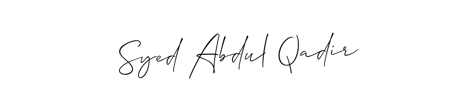 Use a signature maker to create a handwritten signature online. With this signature software, you can design (Allison_Script) your own signature for name Syed Abdul Qadir. Syed Abdul Qadir signature style 2 images and pictures png