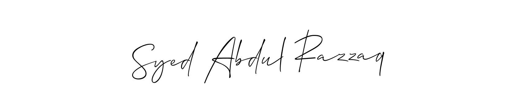 How to make Syed Abdul Razzaq name signature. Use Allison_Script style for creating short signs online. This is the latest handwritten sign. Syed Abdul Razzaq signature style 2 images and pictures png