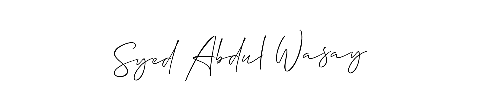 Also You can easily find your signature by using the search form. We will create Syed Abdul Wasay name handwritten signature images for you free of cost using Allison_Script sign style. Syed Abdul Wasay signature style 2 images and pictures png