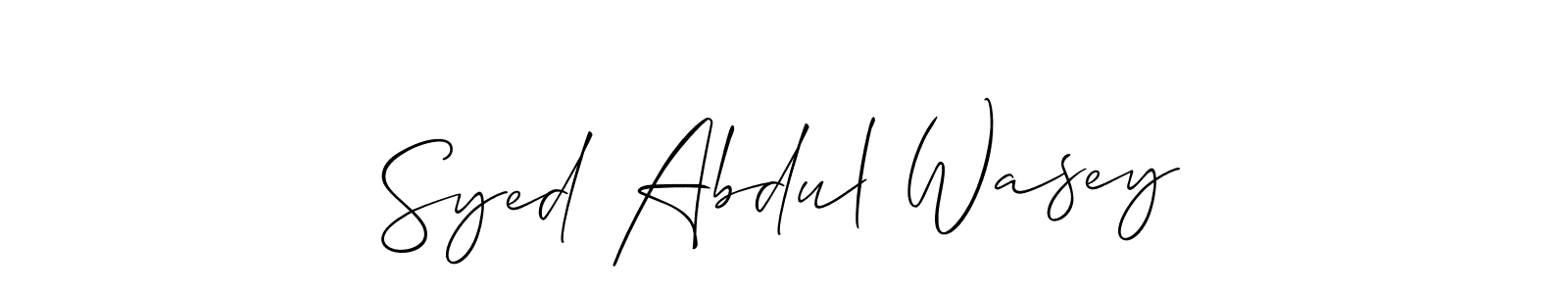 if you are searching for the best signature style for your name Syed Abdul Wasey. so please give up your signature search. here we have designed multiple signature styles  using Allison_Script. Syed Abdul Wasey signature style 2 images and pictures png