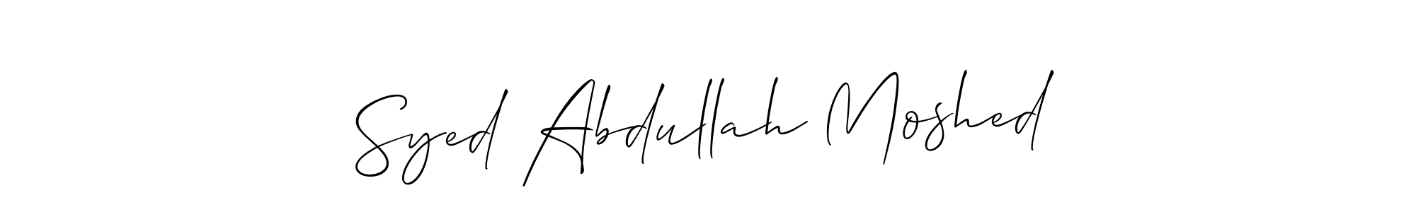 Use a signature maker to create a handwritten signature online. With this signature software, you can design (Allison_Script) your own signature for name Syed Abdullah Moshed. Syed Abdullah Moshed signature style 2 images and pictures png