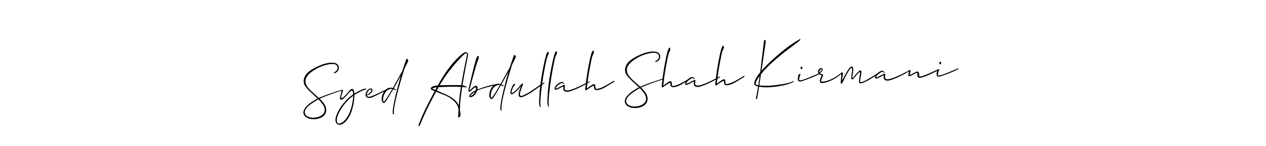 Make a beautiful signature design for name Syed Abdullah Shah Kirmani. With this signature (Allison_Script) style, you can create a handwritten signature for free. Syed Abdullah Shah Kirmani signature style 2 images and pictures png