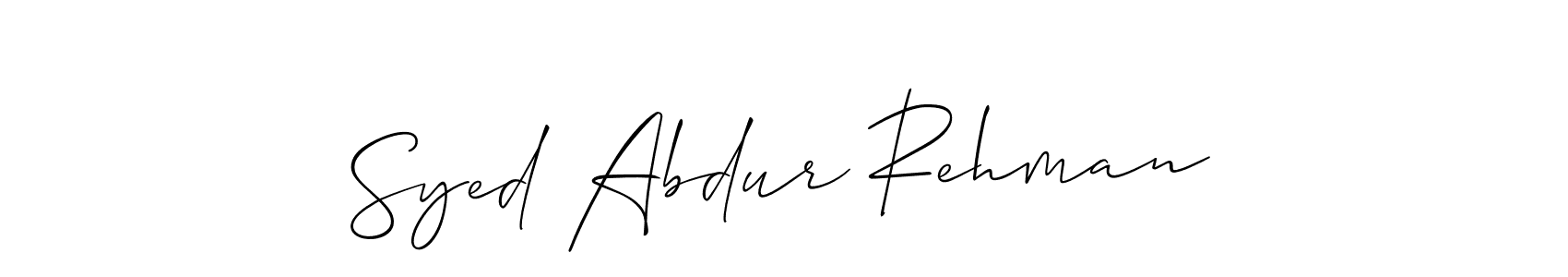 Make a short Syed Abdur Rehman signature style. Manage your documents anywhere anytime using Allison_Script. Create and add eSignatures, submit forms, share and send files easily. Syed Abdur Rehman signature style 2 images and pictures png