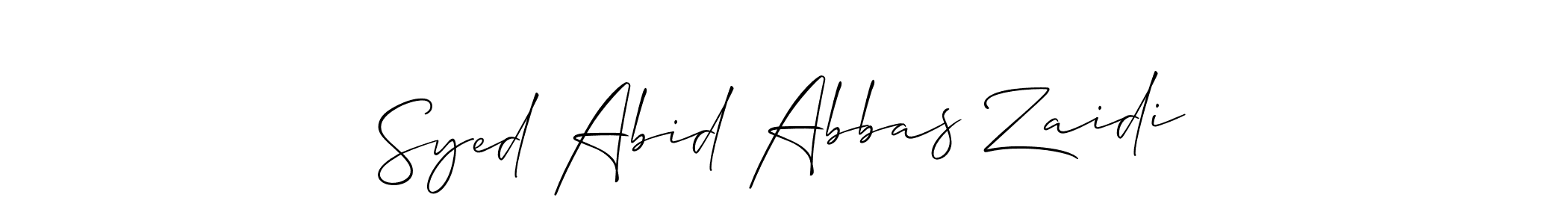 How to make Syed Abid Abbas Zaidi name signature. Use Allison_Script style for creating short signs online. This is the latest handwritten sign. Syed Abid Abbas Zaidi signature style 2 images and pictures png