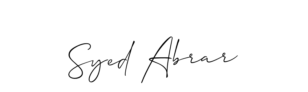 Also You can easily find your signature by using the search form. We will create Syed Abrar name handwritten signature images for you free of cost using Allison_Script sign style. Syed Abrar signature style 2 images and pictures png