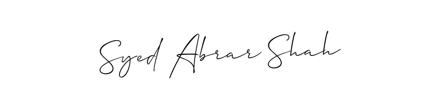 How to make Syed Abrar Shah name signature. Use Allison_Script style for creating short signs online. This is the latest handwritten sign. Syed Abrar Shah signature style 2 images and pictures png