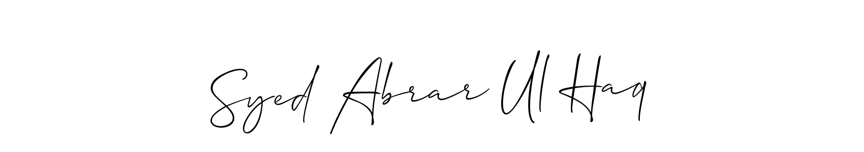 It looks lik you need a new signature style for name Syed Abrar Ul Haq. Design unique handwritten (Allison_Script) signature with our free signature maker in just a few clicks. Syed Abrar Ul Haq signature style 2 images and pictures png