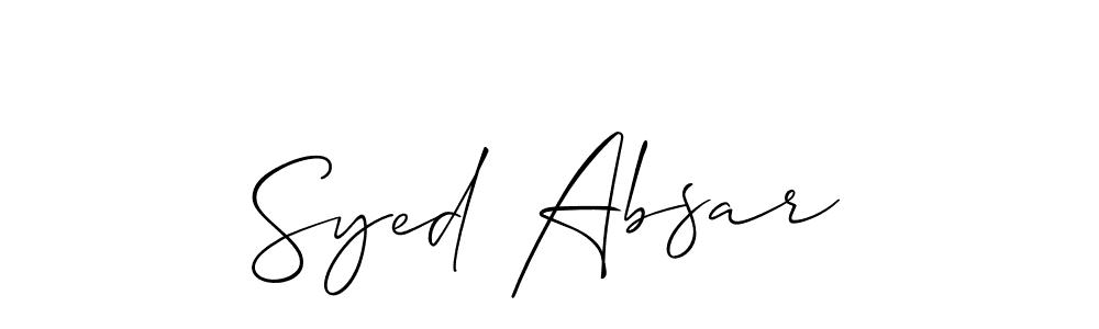 Also You can easily find your signature by using the search form. We will create Syed Absar name handwritten signature images for you free of cost using Allison_Script sign style. Syed Absar signature style 2 images and pictures png