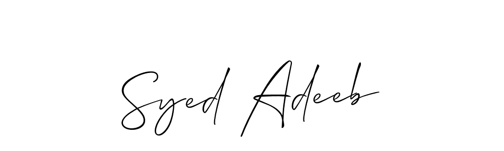 if you are searching for the best signature style for your name Syed Adeeb. so please give up your signature search. here we have designed multiple signature styles  using Allison_Script. Syed Adeeb signature style 2 images and pictures png