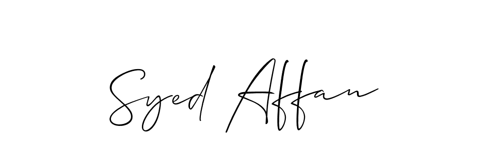 Similarly Allison_Script is the best handwritten signature design. Signature creator online .You can use it as an online autograph creator for name Syed Affan. Syed Affan signature style 2 images and pictures png