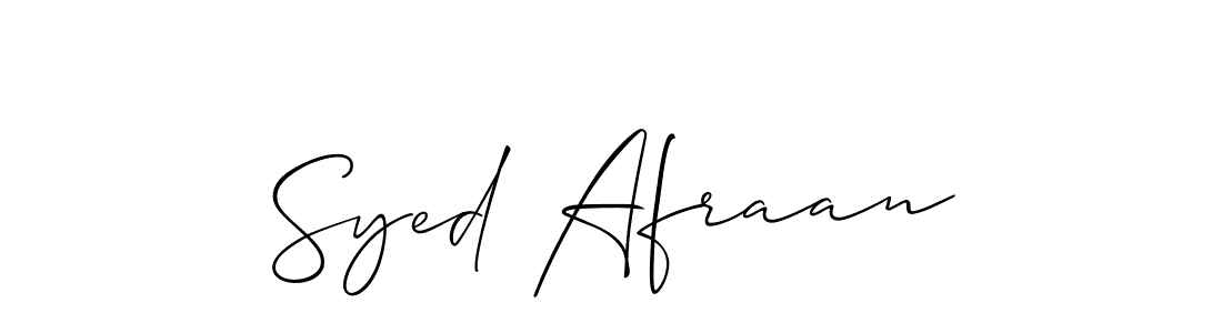 Design your own signature with our free online signature maker. With this signature software, you can create a handwritten (Allison_Script) signature for name Syed Afraan. Syed Afraan signature style 2 images and pictures png