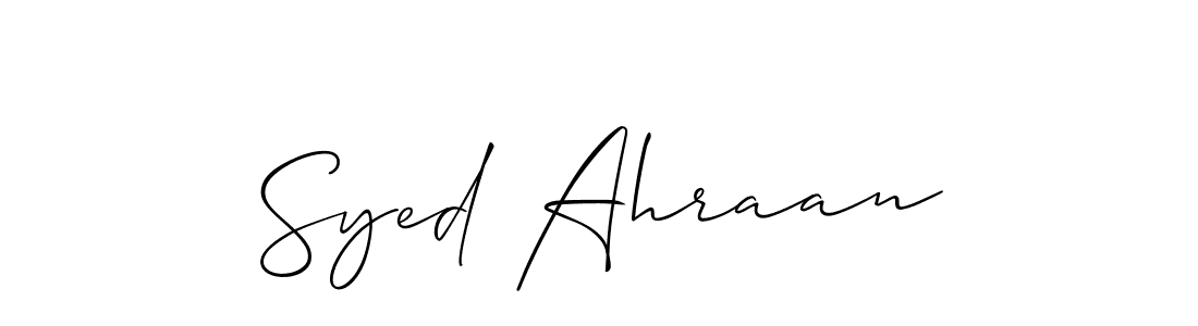 It looks lik you need a new signature style for name Syed Ahraan. Design unique handwritten (Allison_Script) signature with our free signature maker in just a few clicks. Syed Ahraan signature style 2 images and pictures png