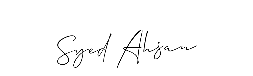 How to make Syed Ahsan name signature. Use Allison_Script style for creating short signs online. This is the latest handwritten sign. Syed Ahsan signature style 2 images and pictures png