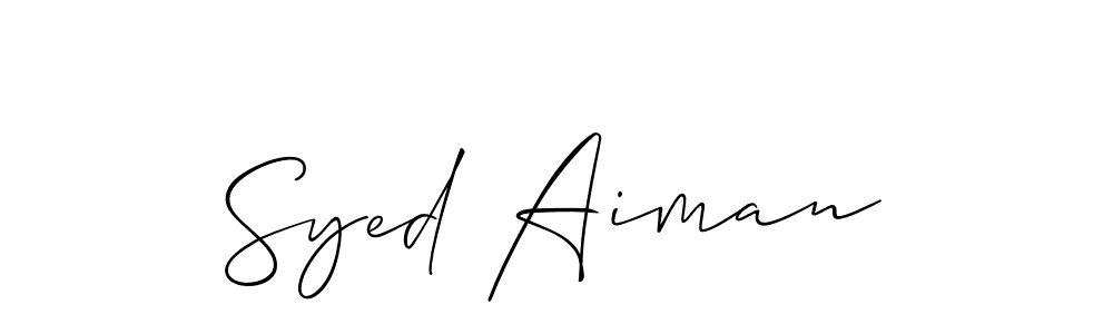 Create a beautiful signature design for name Syed Aiman. With this signature (Allison_Script) fonts, you can make a handwritten signature for free. Syed Aiman signature style 2 images and pictures png