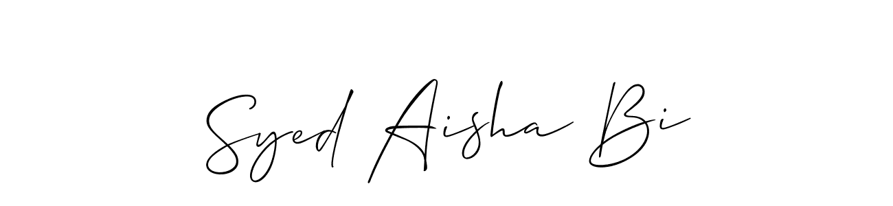 It looks lik you need a new signature style for name Syed Aisha Bi. Design unique handwritten (Allison_Script) signature with our free signature maker in just a few clicks. Syed Aisha Bi signature style 2 images and pictures png