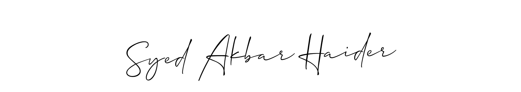 Create a beautiful signature design for name Syed Akbar Haider. With this signature (Allison_Script) fonts, you can make a handwritten signature for free. Syed Akbar Haider signature style 2 images and pictures png