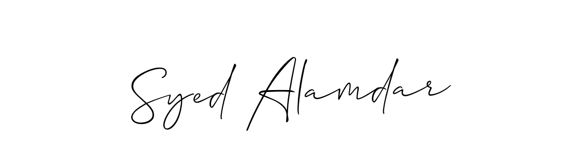 The best way (Allison_Script) to make a short signature is to pick only two or three words in your name. The name Syed Alamdar include a total of six letters. For converting this name. Syed Alamdar signature style 2 images and pictures png