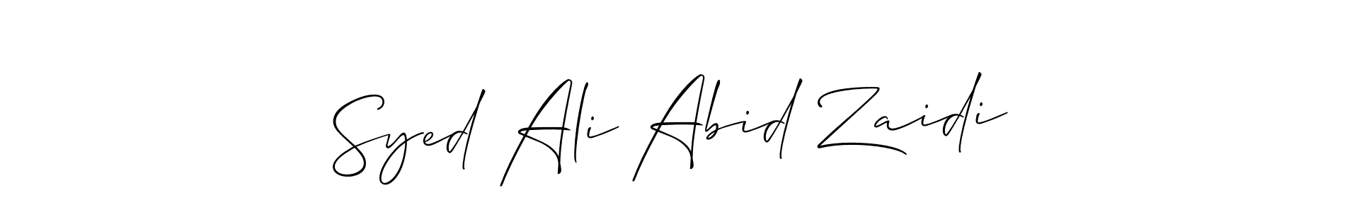 How to Draw Syed Ali Abid Zaidi signature style? Allison_Script is a latest design signature styles for name Syed Ali Abid Zaidi. Syed Ali Abid Zaidi signature style 2 images and pictures png